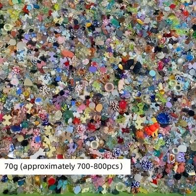 TEMU 700-800pcs 3d Nail Art Stickers, Resin Flat Back Embellishments, Heart, Flower, Bow Shapes, For Diy Crafts, Jewelry Making, Nail Accessories