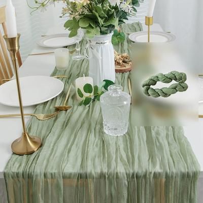 TEMU Cheese Table Runner, Bali Pleated Fabric, Centerpiece Decorations Suitable For Country Wedding Parties, Festive Celebrations And Coffee Tablecloth