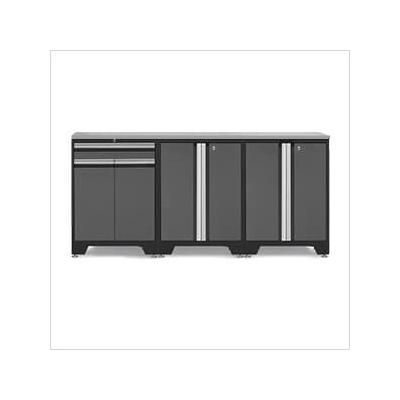 NewAge Garage Cabinets PRO Grey 4-Piece Workbench Setup with Stainless Steel Top