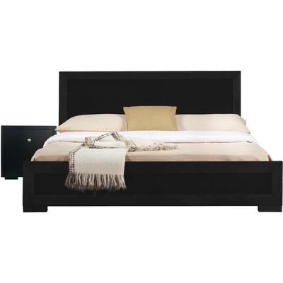 Trent Wooden Platform Bed in Black, Queen with 2 Nightstands by Camden Isle in Black (Size FULL)