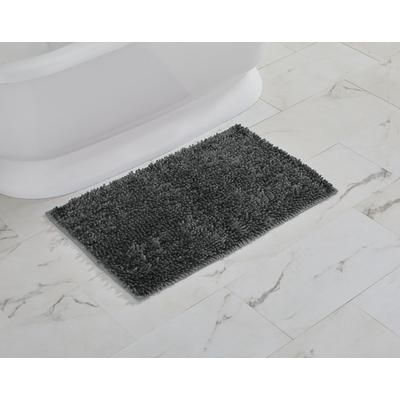 Wide Width Butter Chenille Bath Rug by BrylaneHome in Charcoal (Size 24" W 40" L)