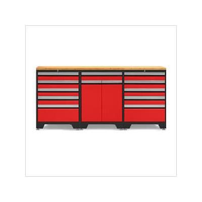 NewAge Garage Cabinets PRO Red 4-Piece Garage Cabinet Set with Bamboo Top