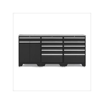 NewAge Garage Cabinets PRO Black 4-Piece Garage Cabinet Set with Stainless Steel Top
