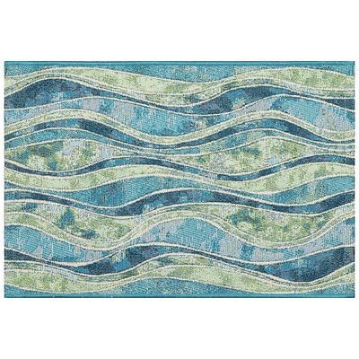 Ocean Waves Washable Door Mat - Aqua, 24" x 34" - Frontgate