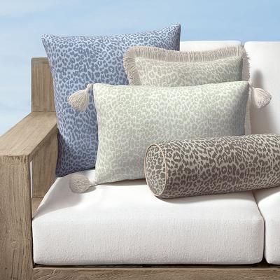 Luna Leopard Indoor/Outdoor Pillow - Air Blue, 13" x 20" Lumbar Air Blue, 13" x 20" Lumbar in Air Blue with Knife Edge - Frontgate
