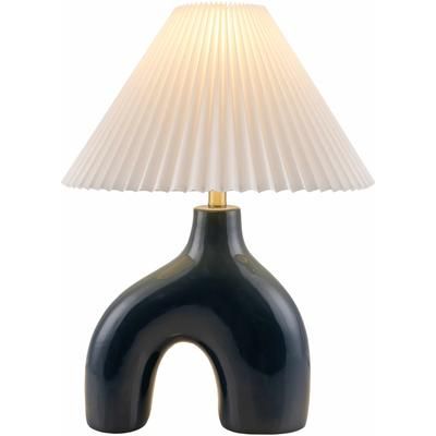 Nassandres 23"H x 17"W x 17"D Traditional Navy/White/Metallic - Brass/Translucent Table Lamp - Boutique Rugs