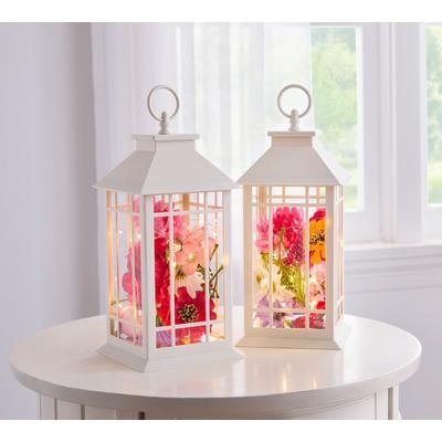 Pre-Lit Mia Spring Lanterns, Set of 2 by BrylaneHome in Pink