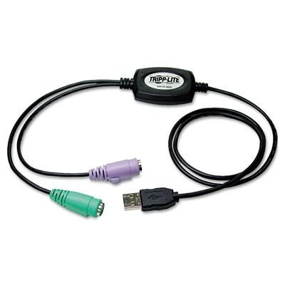 Tripp Lite USB to PS/2 Adapter for Keyboard and Mouse, USB-A Male to 2 x PS/2 Female, 18" (TRPB015000)