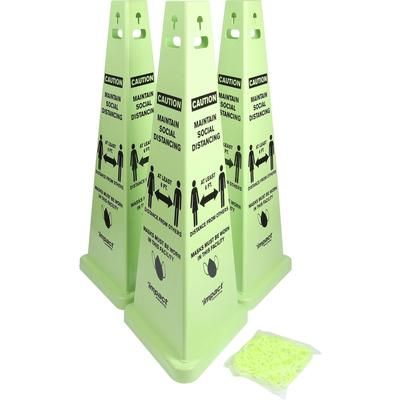 Impact Products 9140SMKIT Safety Sign,Social Dist/Mask,14-3/4"Base,40"H,3/CT,FLGN - Case of 3 IMP9140SMKIT