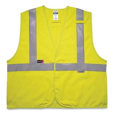 Ergodyne 21465 GloWear 8261FRHL Class 2 Dual Compliant FR Hook and Loop Safety Vest, Large/X-Large, Lime, Ships in 1-3 Business Days EGO21465