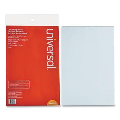 Universal Office Products 84640 Laminating Pouches, 3 mil, 18" x 12", Gloss Clear, 25/Pack - Pack of 25