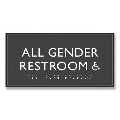 Headline® Sign 69921 ADA Sign, All Gender Restroom Accessible, Plastic, 4 x 4, Clear/White