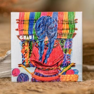 'Inspirational Classic Weaver-Themed Colorful Paper Magnet'