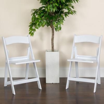 Flash Furniture Hercules Series 1000-Lb Capacity Resin Folding Chairs With Slatted Seats, White, Set Of 2 Chairs