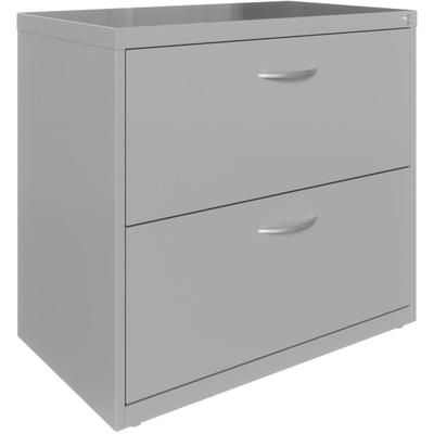 Lys Lorell 36"w X 17-5/8"d Lateral 2-Drawer File Cabinet With Arc Pull, Silver