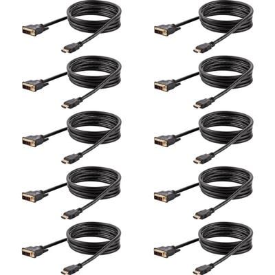 Startech.com 6 Ft (1.8M) Hdmi To Dvi Cable, Dvi-D To Hdmi Display Cable (1920X1200P), 10 Pack, Black, Hdmi To Dvi-D Adapter Cord M/m