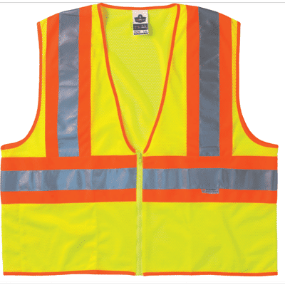 Ergodyne Glowear Safety Vest, Type R Class 2, L/xl, 2-Tone Lime, 8230Z