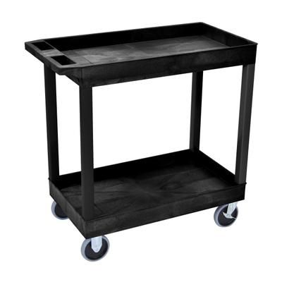 Luxor E-Series 2-Shelf Tub Cart, 35 1/4"h X 32"w X 18"d, Black