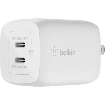 Belkin Boostcharge Pro Dual Usb-C Gan Wall Charger With Pps 65W Laptop Chromebook Charging - Power Adapter - 65 W