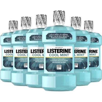Listerine Cool Mint Antiseptic Mouthwash - For Plaque, Bad Breath, Gingivitis - Mint - 1.59 Quart - 6 / Carton