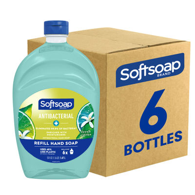 Softsoap Antibacterial Liquid Hand Soap Refill, Fresh Citrus, 50 Oz, Green, Carton Of 6 Refills