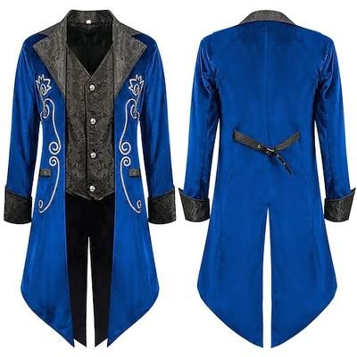 Retrò Vintage Punk Gotico Medievale Cappotto Frac Principe Nobile Jacquard Costume Per uomo Reale Stile Steampunk Mascherata Feste Adulti Cappotto