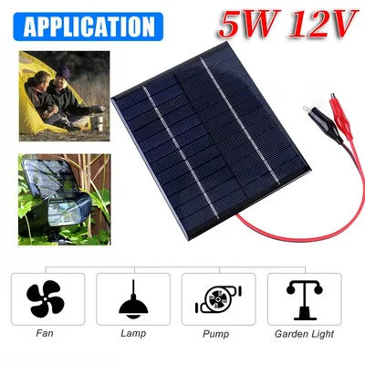 5W 12V Solar Panels Fast Charger DIY Polysilicon Solar Cell System Mini Outdoor Solar Panel 136x110MM for 9-12V Battery Charging