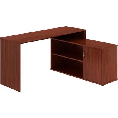 Lorell 18314 L-Shape Workstation with Cabinet - L-shaped Top - 29.25", x 60" x 47.25" Depth, Mahogany, Laminated - Particleboard LLR18314