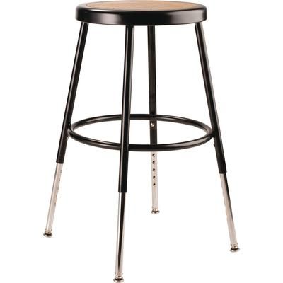 NPS 6200 Series Height Adjustable Heavy Duty Steel Stool, Backless, Supports 500lb,19' to 27' Seat Height, Brown Seat, Black Base (NPS6218H10)