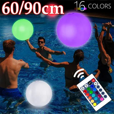 60/90CM Luminous Beach Ball Light 16 Colors LED Garden Ball Ligh Swimming Pool Inflatable Beach Balloons Balls Wedding Party Dec