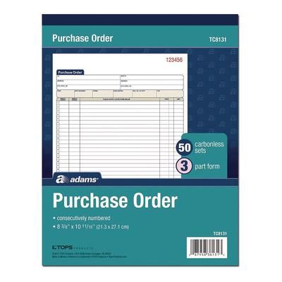 Adams Multipart Purchase Order Pad, Three-Part Carbonless, 8.38 x 10.19, 50 Forms Total (ABFTC8131)