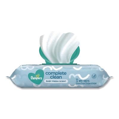 Pampers Complete Clean baby Wipes, 1-Ply, 6.8 x 7, Baby Fresh, White, 72/Pack (PGC75536EA)