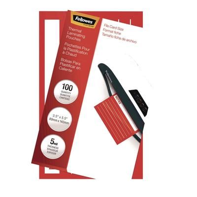 Fellowes Laminating Pouches, 5 mil, 5.5" x 3.5", Gloss Clear, 100/Pack (FEL52017)