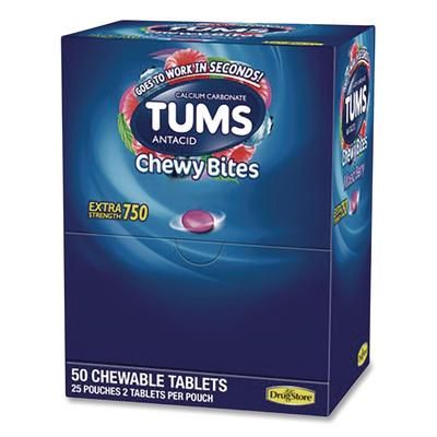 Lil' Drugstore TUMS Antacid Chewy Bites, 2 Tablets/Pouch, 25 Pouches/Box (LIL81518)