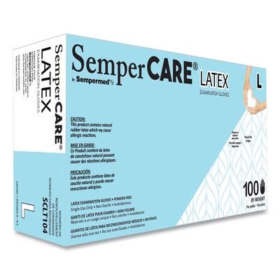 SemperCare Latex Examination Gloves, Cream, Large, 100/Box (SEZSCLT104BX)