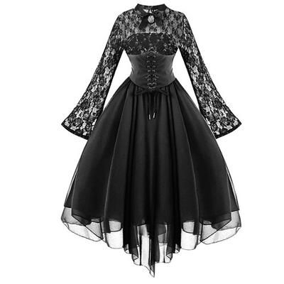 Retrò Vintage Punk Gotico Vestito Mascherata Strega Pizzo Costume Per donna Fantasia Stile Steampunk Notte di Valpurga Halloween Carnevale Mascherata Halloween Evento / Festa Adulti Vestito