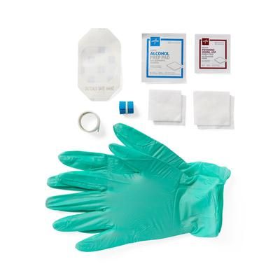Medline 8-Piece IV Start Kit with 2 Alcohol Prep Pads, 1 PVP Prep Pad, 1 Pair Vinyl Gloves, 100/CS (DYND74077)