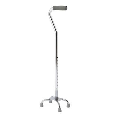 Medline Aluminum Quad Cane with Small Base, 300 lb. Capacity, Chrome, 2/CS (MDS86222CHR)