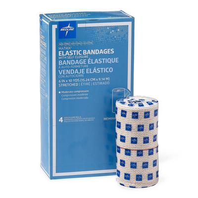 Medline Matrix Elastic Bandage with Self-Closure, Stretched, Nonsterile, 6" x 10 yd. (15.2 cm x 9.1 m), 4/BX (MDS087106LFZ)