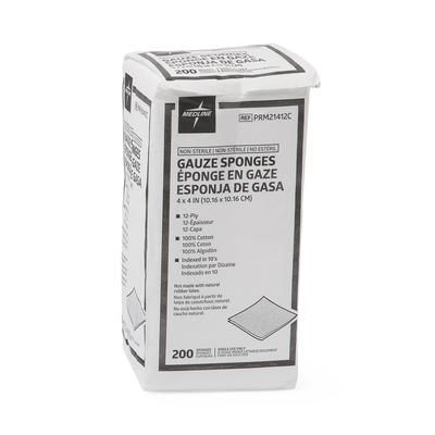 Medline Nonsterile Gauze Sponge, 12-Ply, 4" x 4", 2000/CS (PRM21412C)