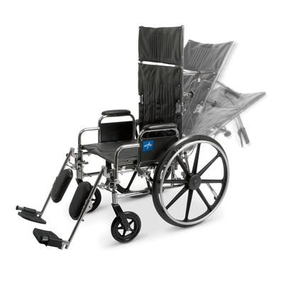 Medline Excel Reclining Wheelchair with Removable Desk-Length Arms and Elevating Leg Rests, 350 lb. Weight Capacity, 20" Width, 1 EA (MDS808550)