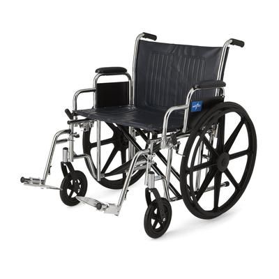 Medline Excel Extra-Wide Wheelchair, 24" Seat, Removable Desk-Length Arms, Swing-Away Footrests, 1 EA (MDS806900)