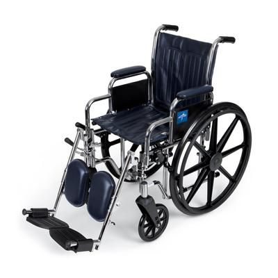 Medline Excel Wheelchair, Removable Desk-Length Arms, Elevating Leg Rests, Navy, 16", 1 EA (MDS806300N)