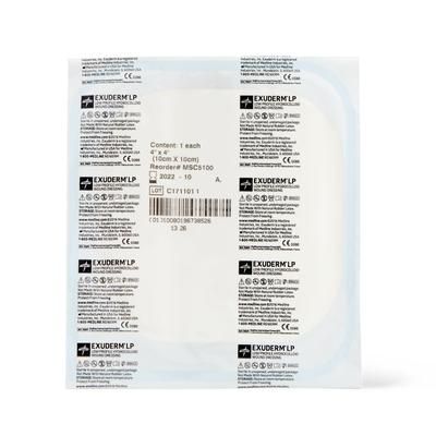 Medline Exuderm LP Low-Profile Hydrocolloid Wound Dressing, 4" x 4", 1 EA (MSC5100H)