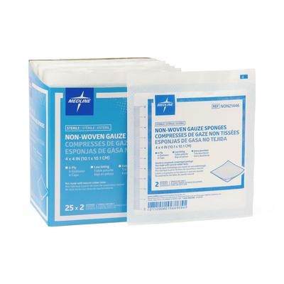 Medline Gauze Sterile Nonwoven 6-Ply Sponges, 4" x 4", 600/CS (NON21446)