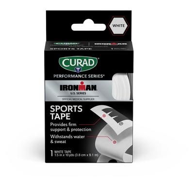 Curad Performance Series IRONMAN Sports Tape, White with Black M-Dot, 1.5" x 10 yd., 24/CS (CURIM5027)