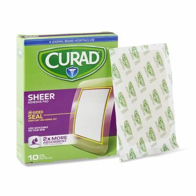 Curad Sheer Adhesive Bandage, 3" x 4", 10/Box, 24/CS (CUR01726RB)