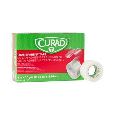 Curad Transparent Plastic Medical Adhesive Tape, 1" x 10 yd., 12/BX (NON270201Z)