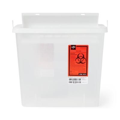 Medline Patient Room Sharps Container with Counter-Balance Lid, Clear, 5 qt., 1 EA (MDS705154H)