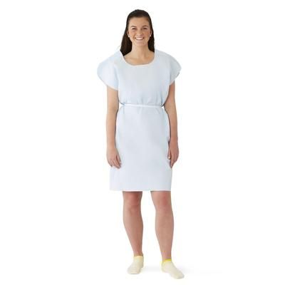 Medline Reinforced Tissue Patient Gown, Tissue-Poly-Tissue, Disposable, Blue, 30" x 42", 50/CS (NON24356)